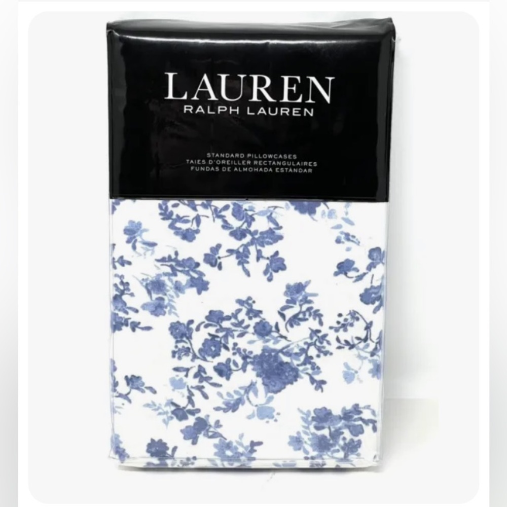 Ralph Lauren Rhyne blue floral 2 standard flannel pillow cases